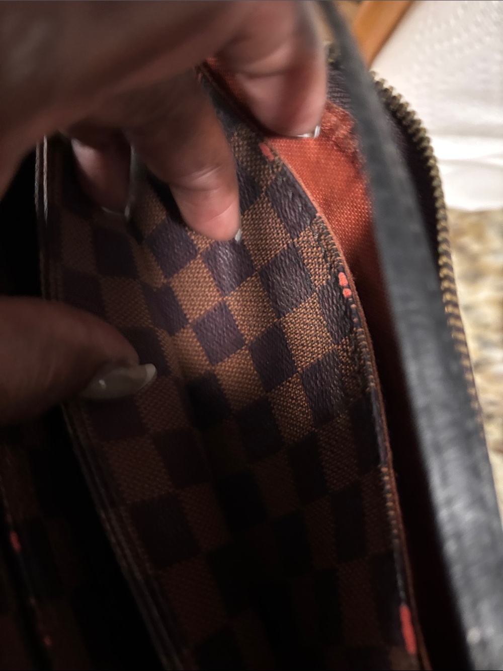 Louis Vuitton Brown Damier Ebene Crossbody with Black Strap and Gold Plaque-Asis - Picture 7 of 16